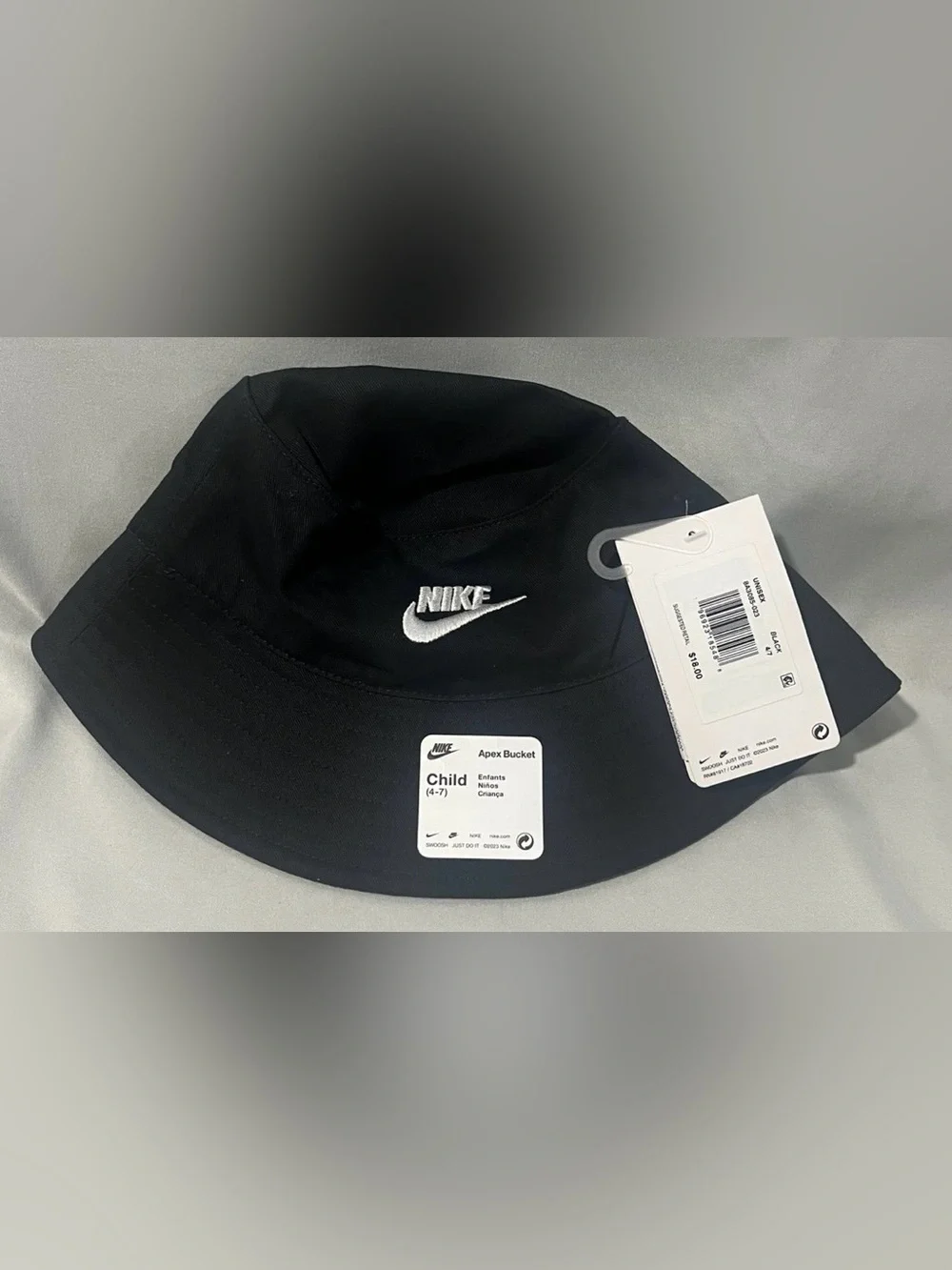 Nike Black Apex Bucket Hat with White Swoosh